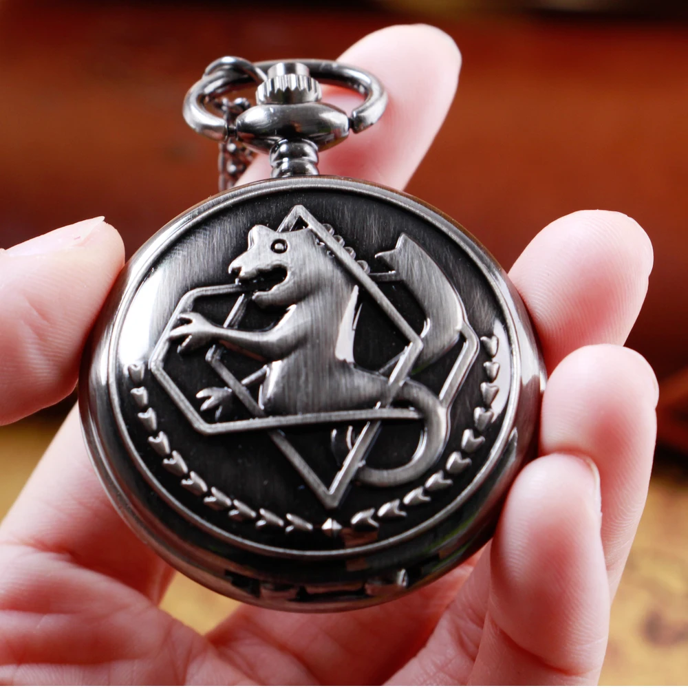 Hot Fashion Fullmetal Alchemist Series Quartz Pocket Watch Steampunk Men Women Necklace Pendant Fob Chain Pocket Timepiece