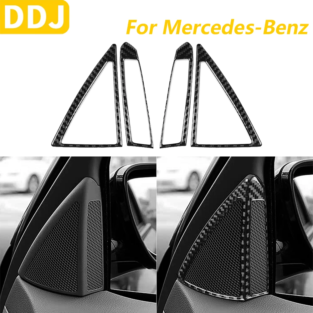 

Для Mercedes-Benz E-Class W211 2003-2009 углеродное волокно передняя дверь A-стойка динамик звуковая панель крышка автомобильные аксессуары наклейка