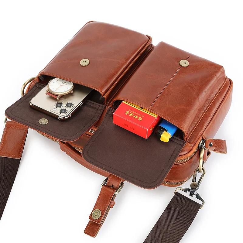 Schoudertas Voor Heren Cowhide Lederen Heren Vintage Handtassen Flap Heren Schoudertassen Casual Messenger Bags Mode Crossbody Tas