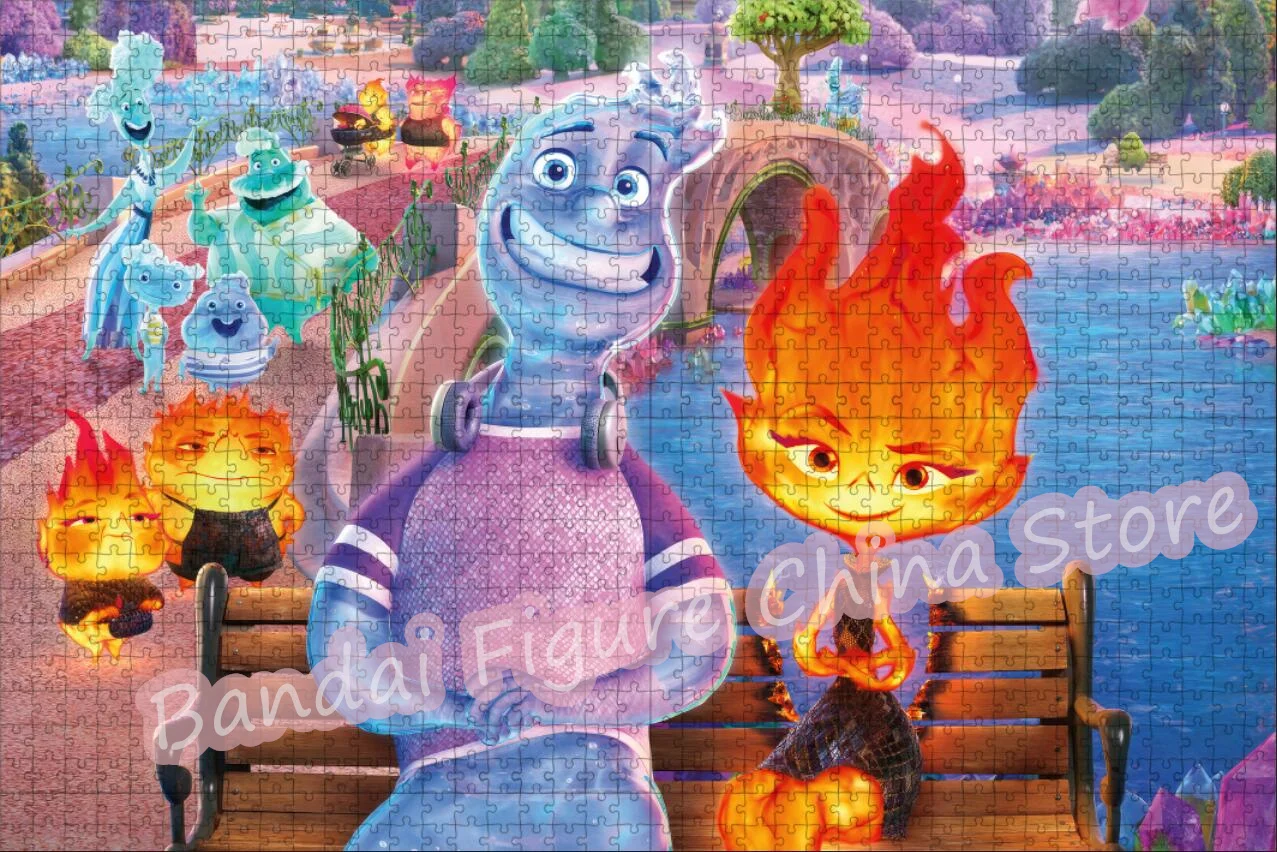 Elemental Movies Jigsaw Puzzle 300/500/1000 Pieces Disney Pixar Animation Print Puzzle Family Game Christmas Toys Gifts