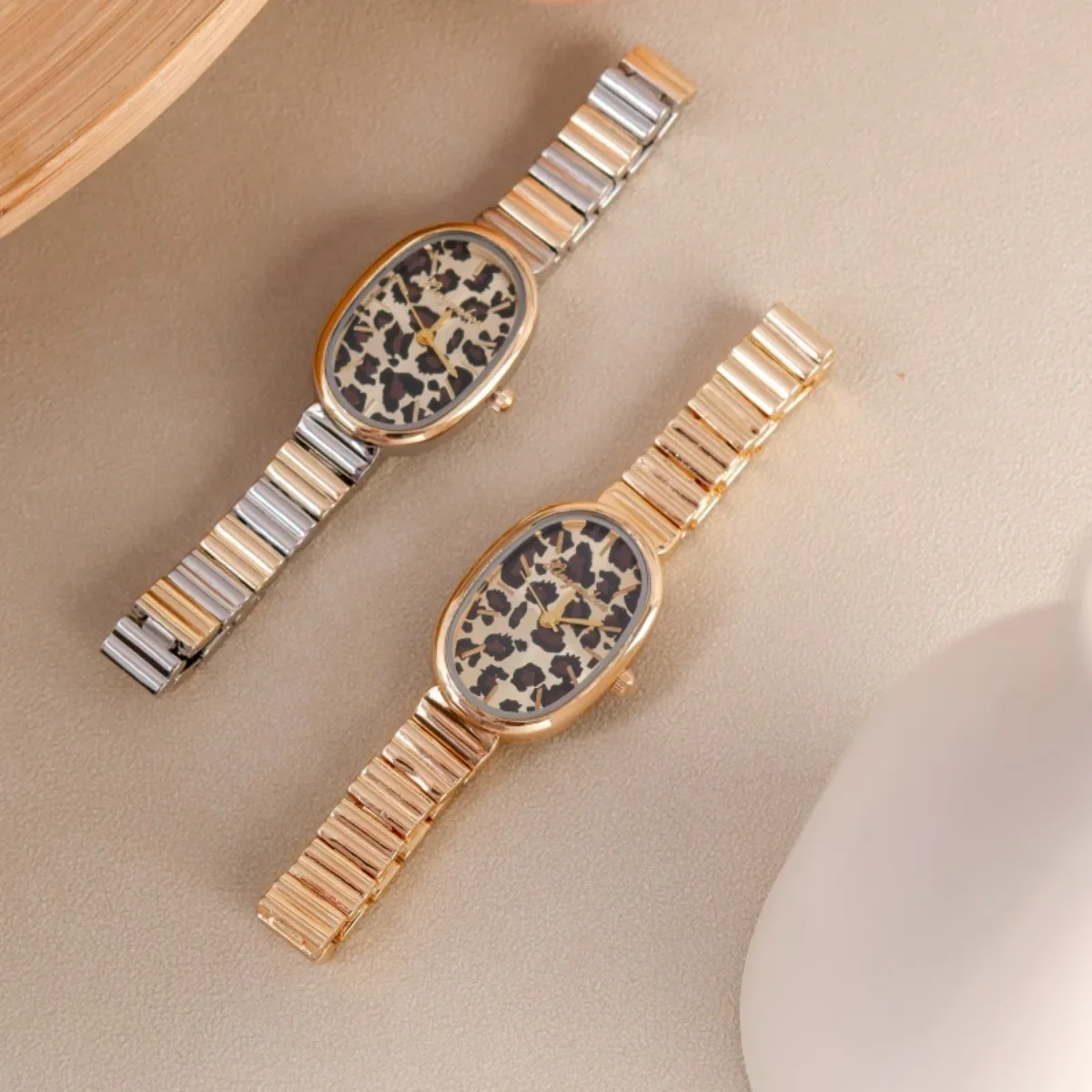 Стильные женские кварцевые часы с леопардовым принтом, овальный циферблат, шикарный дизайн, повседневная одежда, универсальный модный аксессуар, женские часы, подарок на праздник