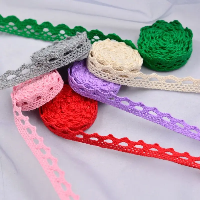 5Yards（4.5meters） 10mm Wide Handicrafts Embroidered Wave 100% Cotton Lace Trim Ribbon Wedding/Birthday/Christmas/Bow Decorations