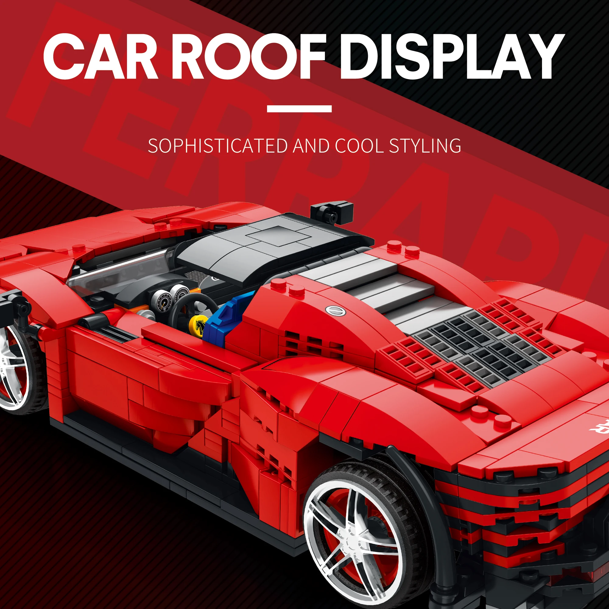 Red Super Sport Car Building Blocks Set, Racing Car Model Toy Kit, Collention Gift Idea para meninos e meninas, idades 9 e acima, 1168pcs