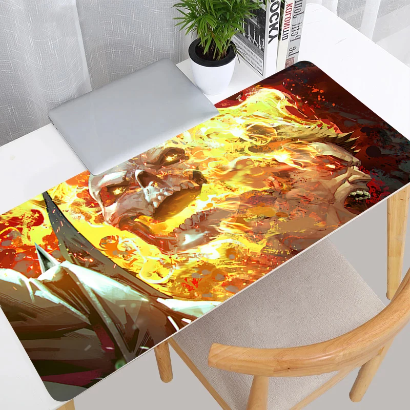 Mouse Pad Ghost Rider Notbook PC Gamer Keyboard Pad NonSlip XXL Lock Edge Rubber Computer Carpet Desk Mat Gamer Cabinet MousePad