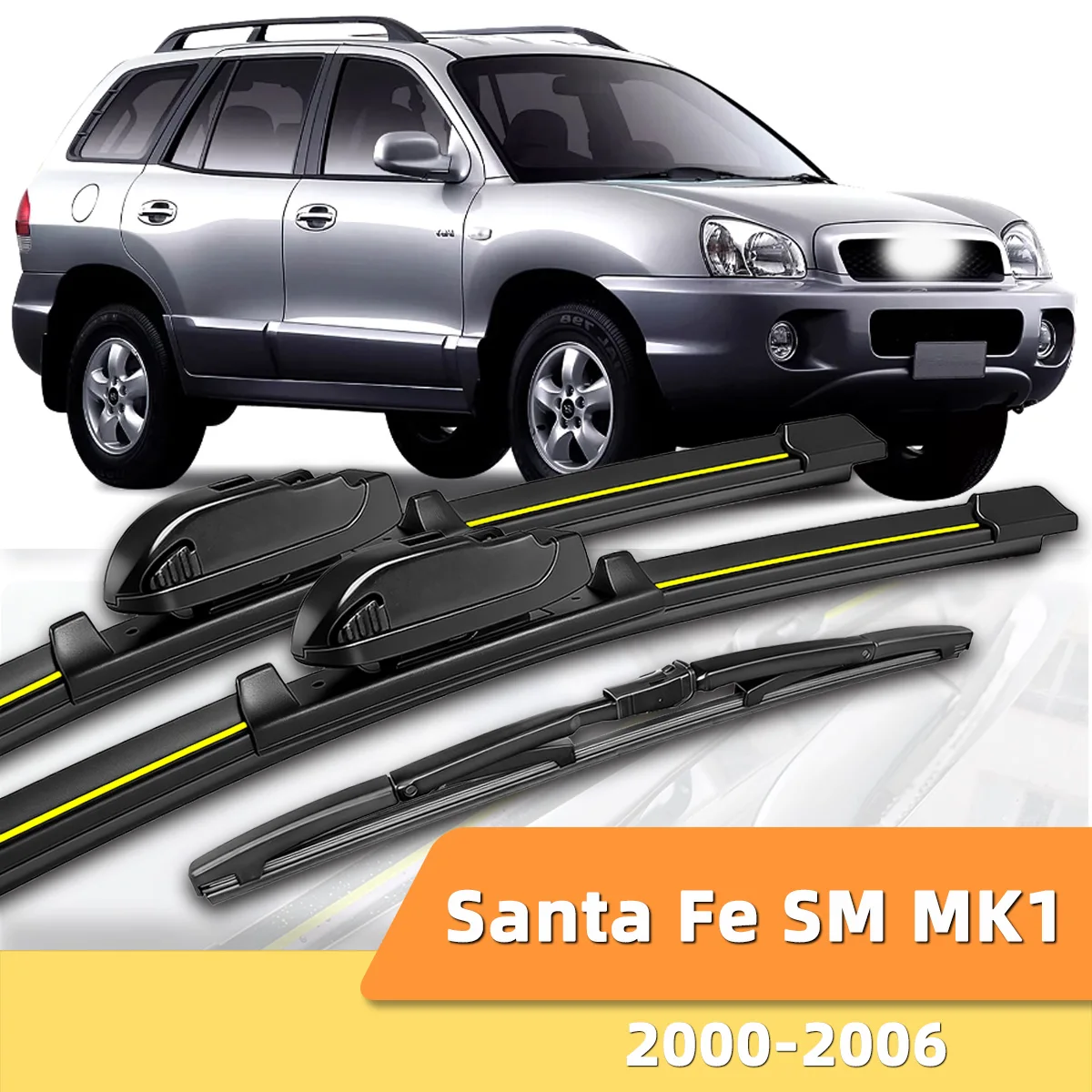 Geeignet für Hyundai Santa Fe SM MK1 2000–2006, Scheibenwischer vorne und hinten, langlebiges Zubehör für Autoscheiben, 2002 200
