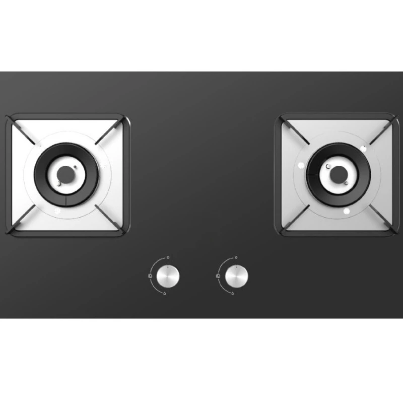 JZT-ZY111 Double Burner Gas Stove Black Glass Panel 12T Kitchen Cooking Appliance