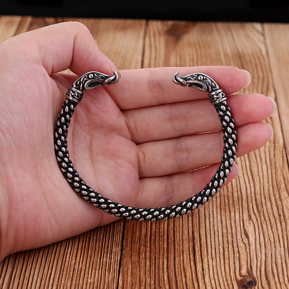 Retro Viking Snake Bracelets Punk Stainless Steel Creative Animal Bracelet for Men Women Amulet Jewelry Wholesale Accessories view 6