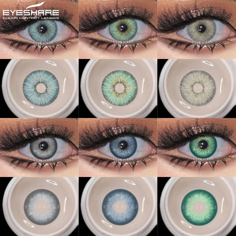 EYESHARE Natürliche graue Farblinsenaugen, 1 Paar blaue Farbkontaktlinsen für die Augen, jährliche Augen, schönes Make-up, grüne Kontakte