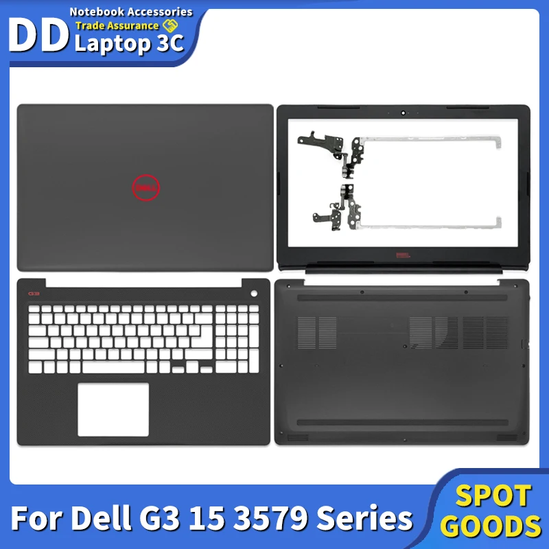 

New Laptop Case Original For Dell G3 15 3579 LCD Back Cover Front Bezel Hinges Palmrest Bottom Laptop Parts Black Case Red Logo