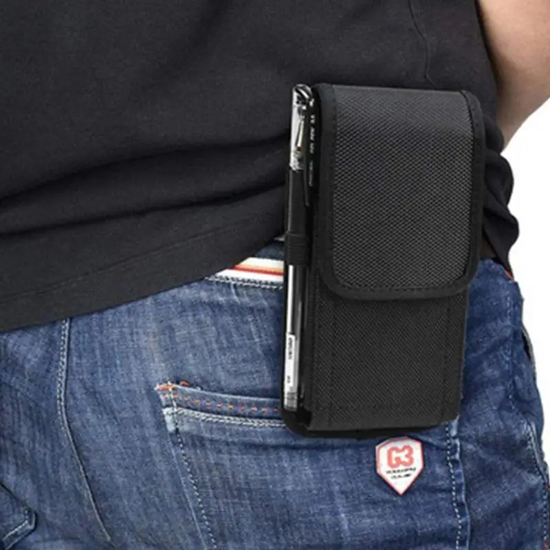 Soporte para teléfono con cinturón para hombre, bolsa para teléfono móvil, bolsa de transporte multifuncional de nailon para teléfono, para