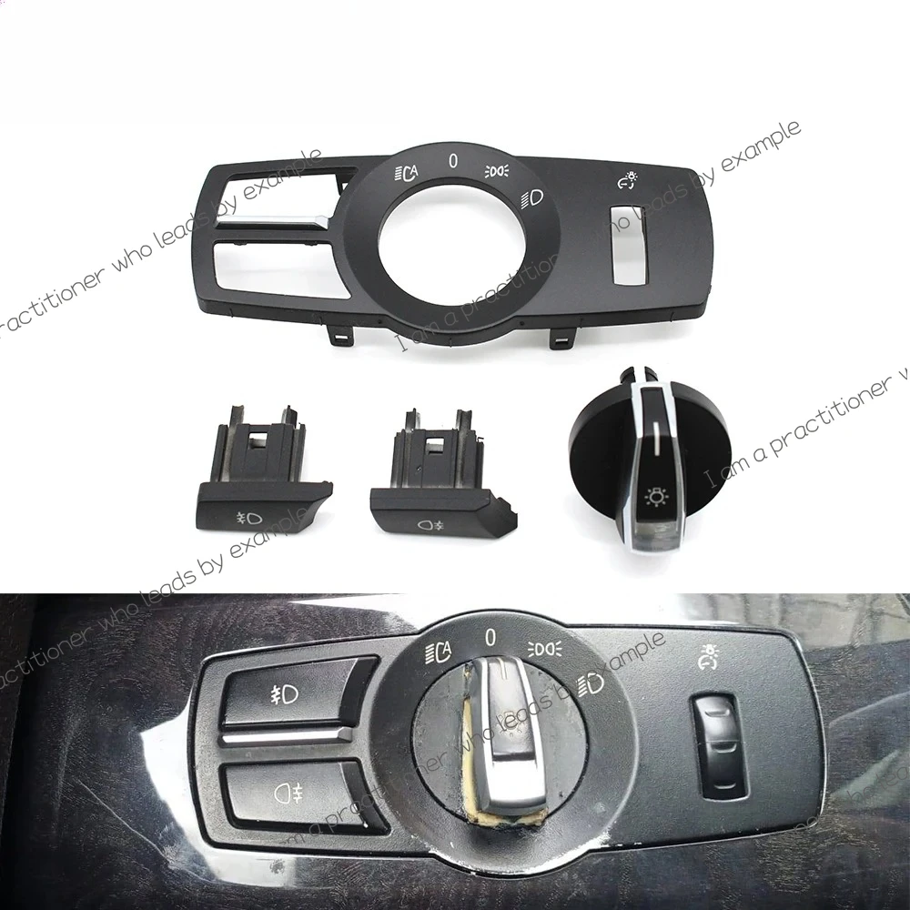 

Car Interior Headlight Switch Rotation Button Headlamp Control Panel Cover For BMW 5 6 7 Series X3 X4 F10 F11 F07 F06 F01 F25