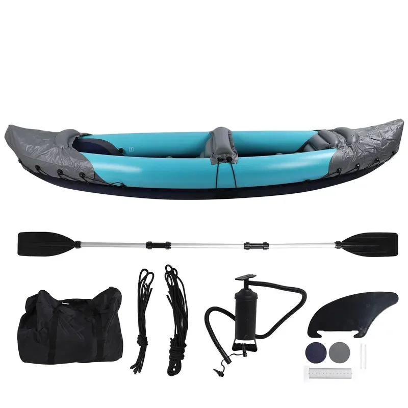 2 Person Foldable Kayak Portable Sunlight Protection Thickened PVC Inflatable Canoe for Fishing Rafting Boating Double Person