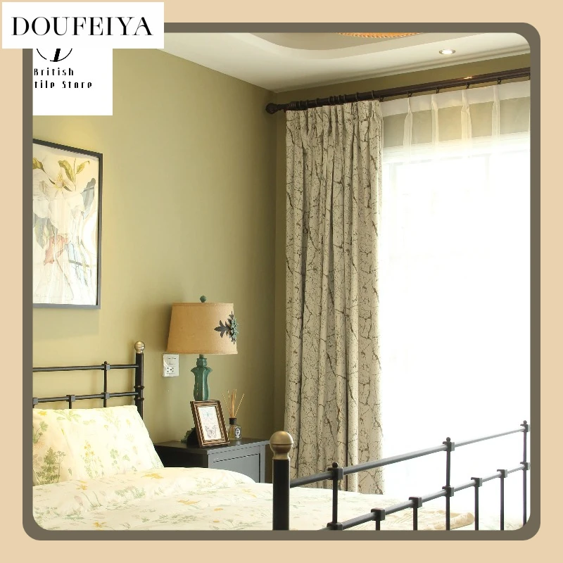 

Fashion Modern American Style Chenille Curtains for Living Room Bedroom Dining Luxury Thick Shading Custom Size Room Decor