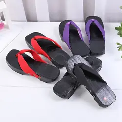 Anime Home Women Wooden Cosplay Shoes Flip Flops Geta Clogs Non-Slip Slippers Sandals Halloween Christmas Party Shoes