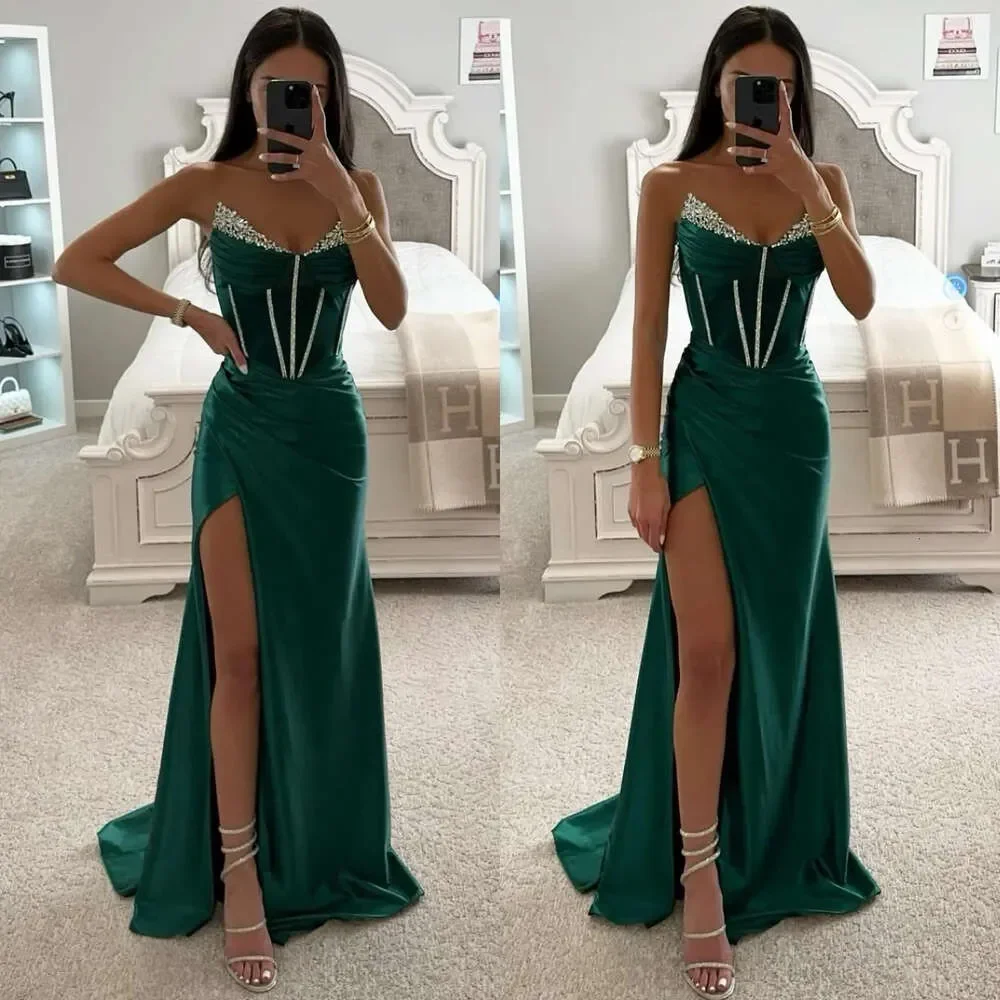 แอฟริกาใต้ชุดราตรียาว Sweetheart ลูกปัดที่กําหนดเองผู้หญิงชุดพรรค vestidos de Noche High Slit PLUS ขนาด