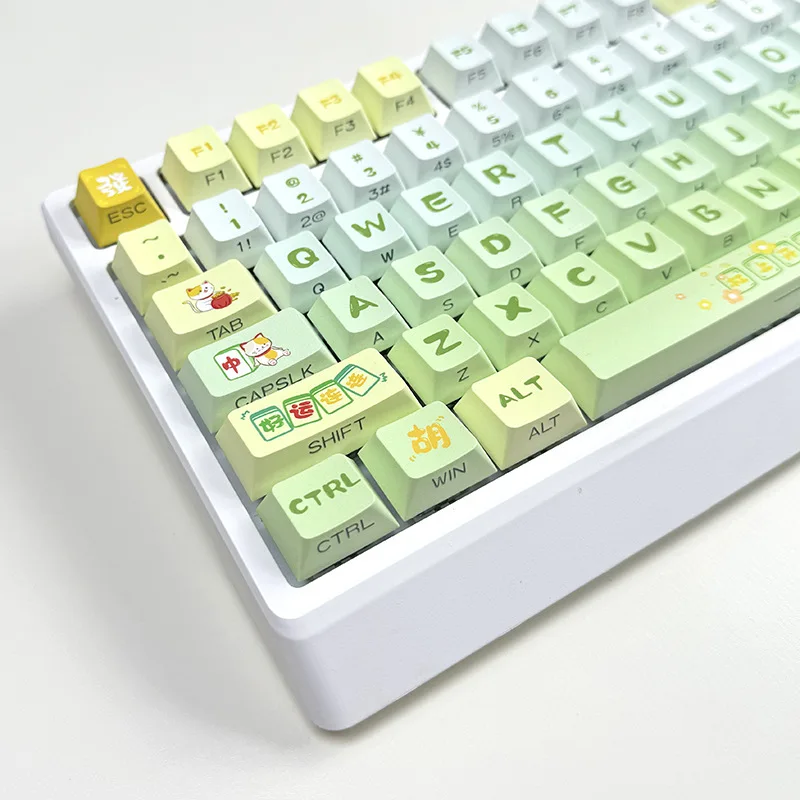 

Side engraved lucky Fu Meow keycap small full set of five-sided hot sublimation PBT material - original height 125 keys