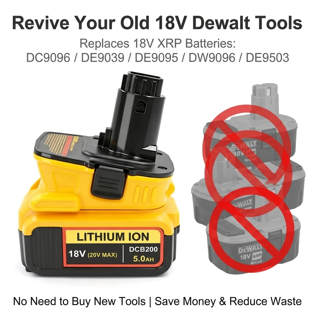 DCA1820 Battery Adapter for DeWALT 18V Tools 20V Li-ion to 18V NiCd/NiMH Converter USB Output Fits DCB200/201/203/204/205