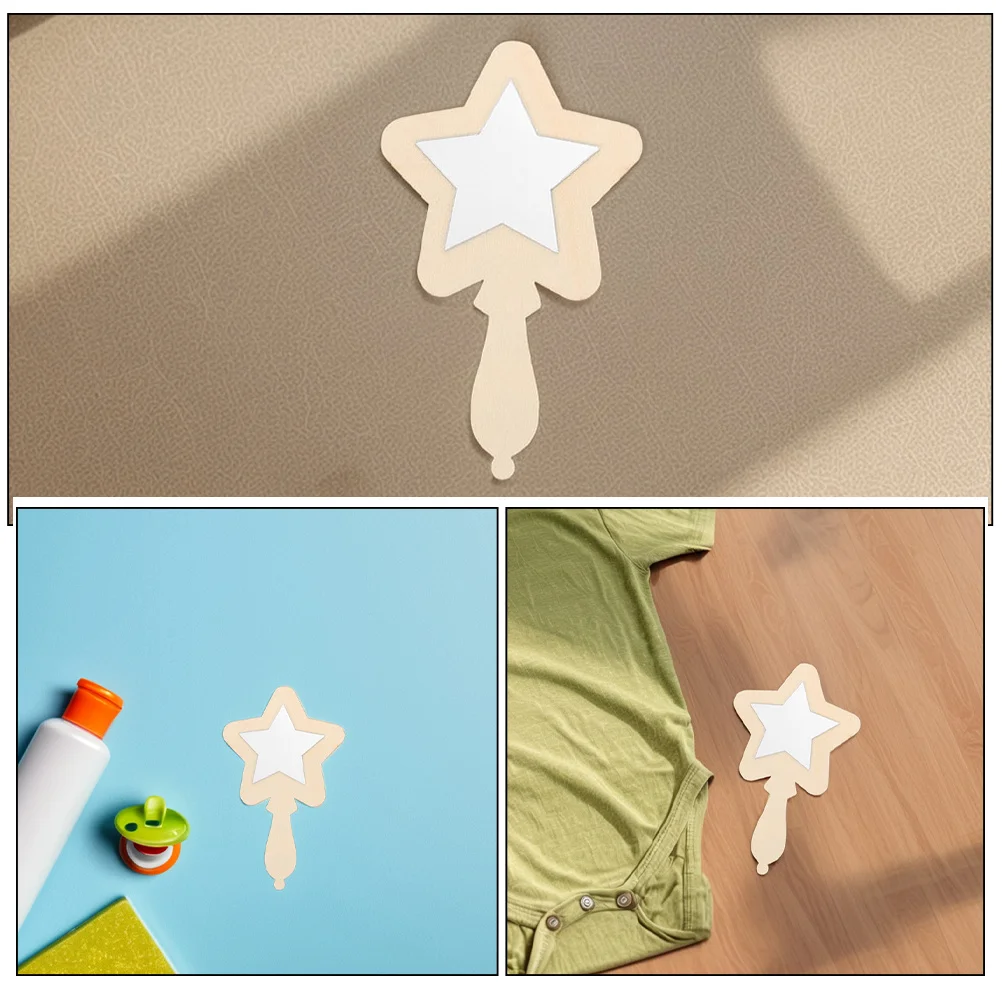 12 個の木製ハンドヘルドミラー子供用 DIY クラフト壊れない小さなポータブルミラー教室用木製装飾 DIY 絵画