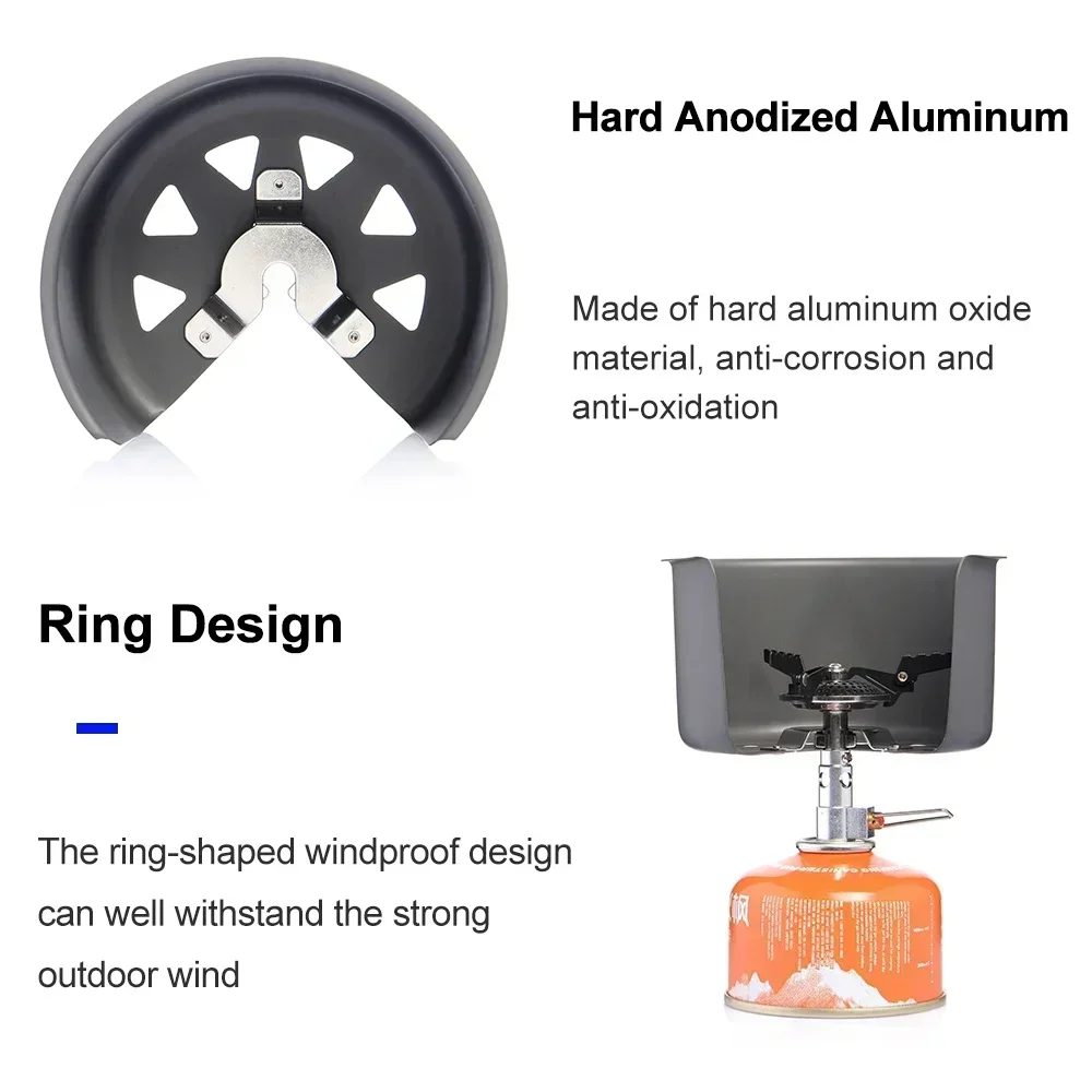 Layar Lebar kompor Gas berkemah, pelindung angin luar ruangan layar Burner pelindung angin Gasonline portabel tahan angin memasak Set bertahan