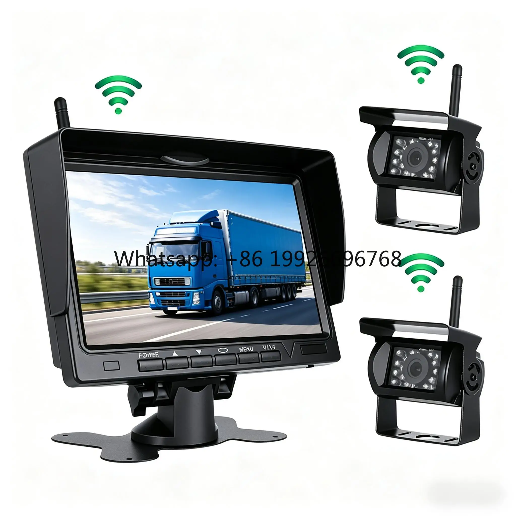 7 Inch AHD Waterproof Wireless Backup Camera System Anti-Interference 30-50M Transmission IR Night Vision for Semi Truck Trailer