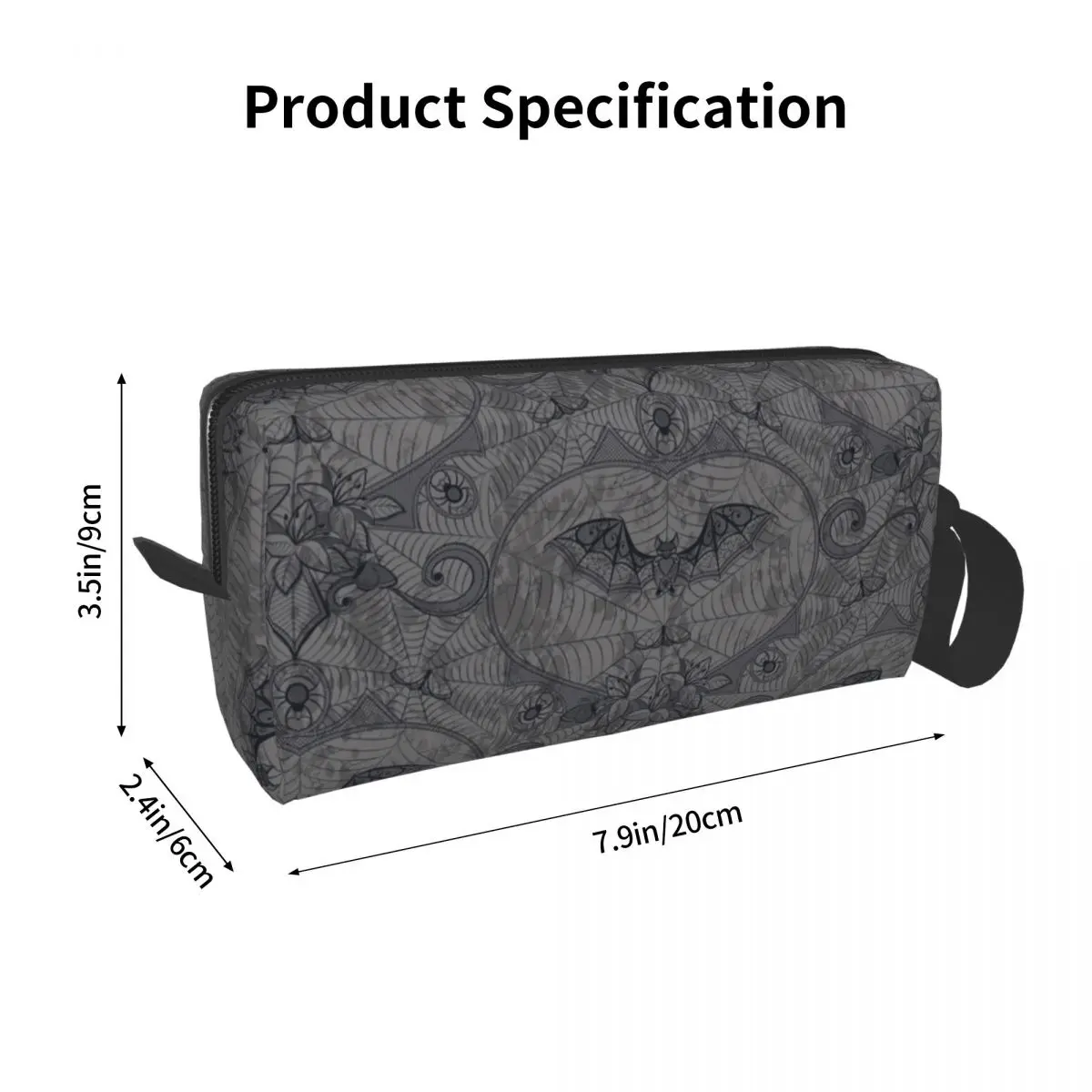 Custom Halloween Witch Bats Cosmetic Bag Women Large Capacity Gothic Halloween Lace Makeup Case Beauty Storage Toiletry Bags