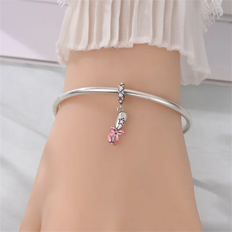 925 Sterling Silver Romantic Wine Glass Charms Pendant Fit Original Bracelet DIY Women Engagement Jewelry Gift