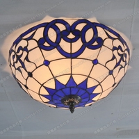 40CM Blue And White Porcelain Pattern Tiffany Ceiling Living Room Bedroom Balcony Opple Simple Lighting Glass Lamps Porch Lamp