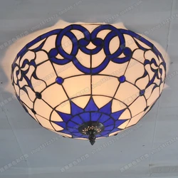 40CM porcellana blu e bianca modello Tiffany soffitto soggiorno camera da letto balcone Opple illuminazione semplice lampade in vetro lampada portico