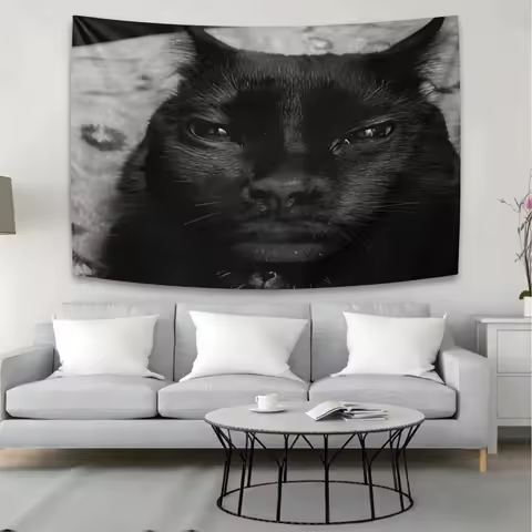 VIKAMA Funny Cat Man meme Tapestry Suitable For Man Cave Outdoor Party Bedroom Dormitory Aesthetic Wall Hanging Decor Funny Art