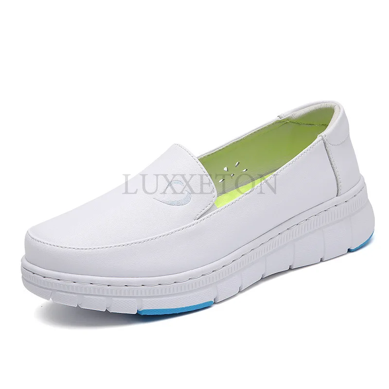 Flat Shoes Women Loafers Casual Slip on Nurse Shoes Women Outdoor Non Slip Soft Breathable White Work Shoe