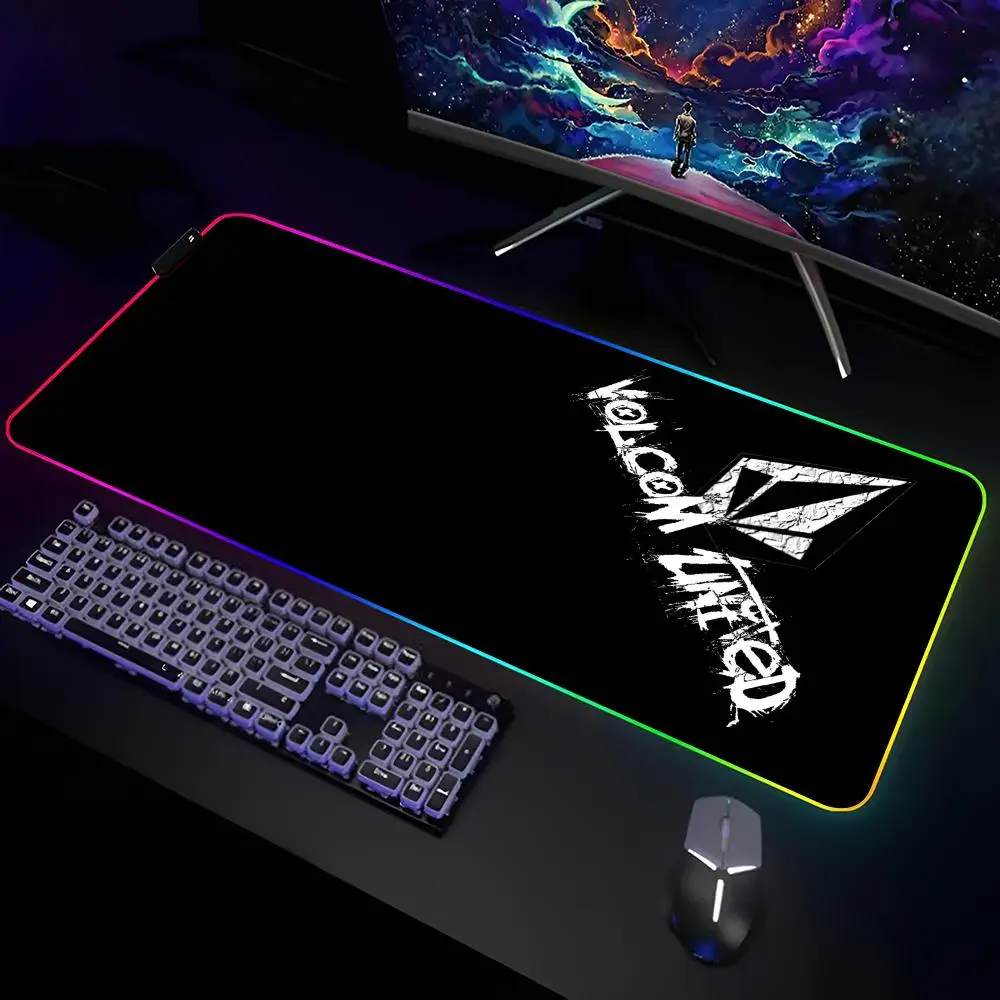 Fashion Volcom Mouse Pad  Gamer RGB Deskmat Keyboard Mat Gaming Laptops LED Mousepad Desk Protector Anime Mause Mats