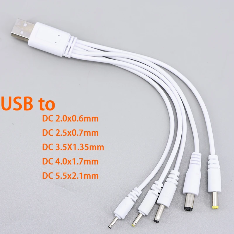 1Pcs USB Male to 5.5 X 2.1MM DC2.0/2.5/3.5/DC4.0 Barrel Jack Power Cable AC Plug Transfer Connector Charger Interface Converter