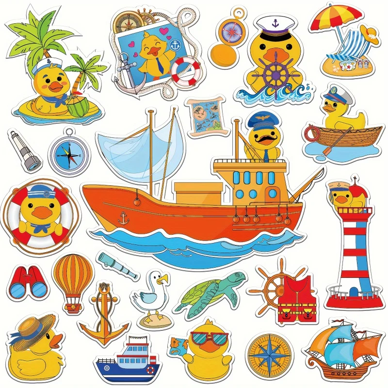 24pcs Duck Cruise Magnet Decorations - Colorful Rubber Cruise-Themed Magnets for Cabin Doors, Refrigerators, Cars & Party