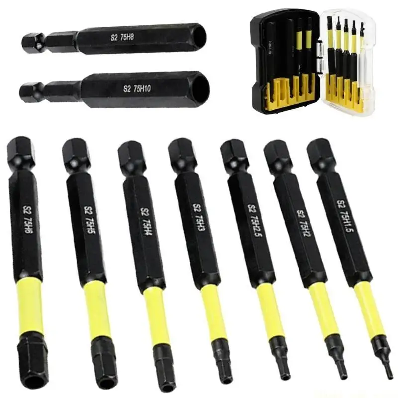 

A2BE 9 Piece Hexagonal Head Allen Wrenches Spanner Drill Bit H1.5 to H10 for Efficient Furniture Assembly Impact Screwdriver