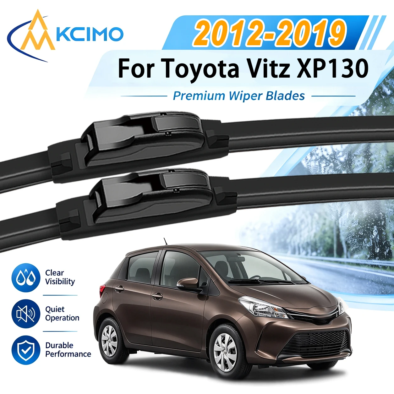 Fast Install Front Wiper Blades For Toyota Vitz XP130 2012-2019, Silent Scratch Free No Noise Smooth Clean Long Lasting