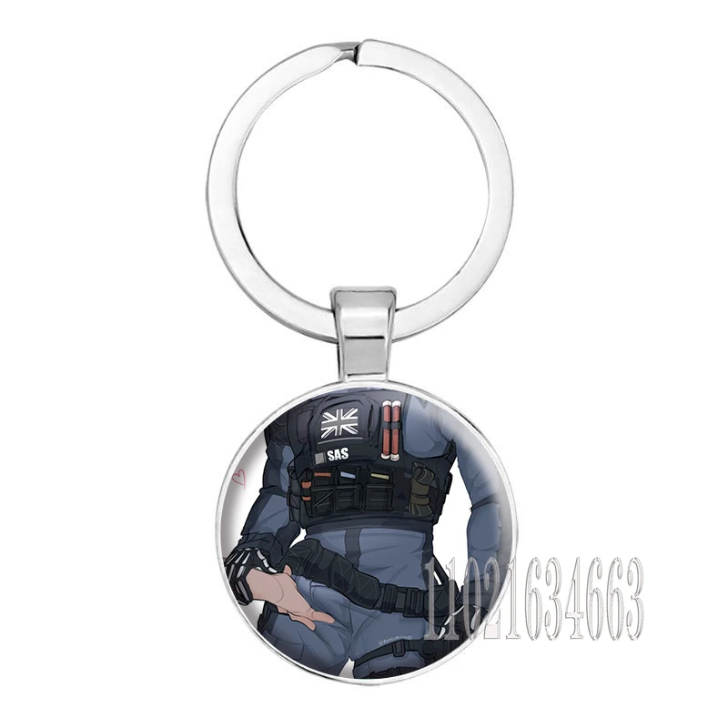 Hot Shooting Game Call of Duty Ghost Konig Funny Meme Anime Cartoon Glass Pendant Keychain Charm Jewelry Bag Souvenir Key Ring