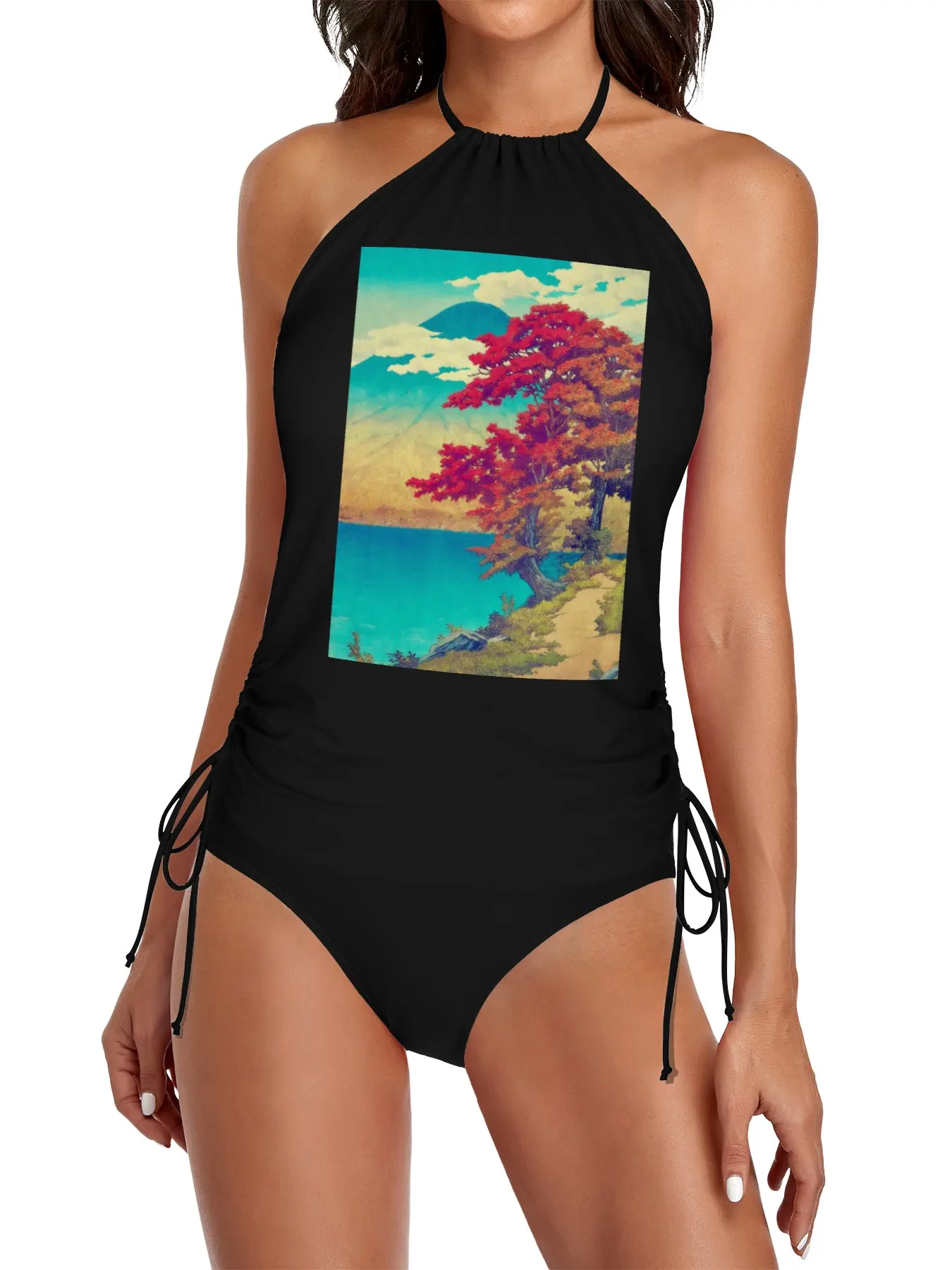

The New Year in Hisseii - Nature Landscape Split Swimsuit Set Swimsuit black summer women set swimwear women 2025