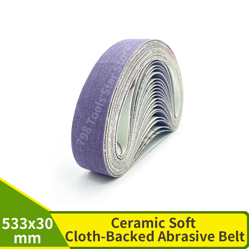 533x30mm Ceramic Sanding Belt P80-P400,Flexible Cloth Backing Sander Belt for Metal Polishing, Wood Sanding & Surface Finishing
