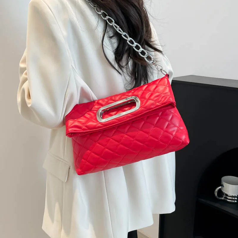 Нишевая и легкая роскошная складная сумка, модная сумка через плечо нового стиля 2025 года, высококачественная сумка для подмышек с ромбовидной цепочкой