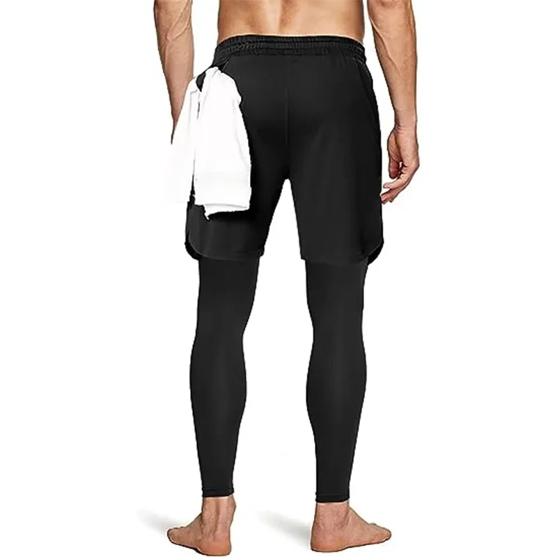 Double-deck 2 in 1Pants Men Sportswear Compression Leggings Gyms Male Trousers Casual Tracksuit Track Joggers Sweatpants Men - Image 3