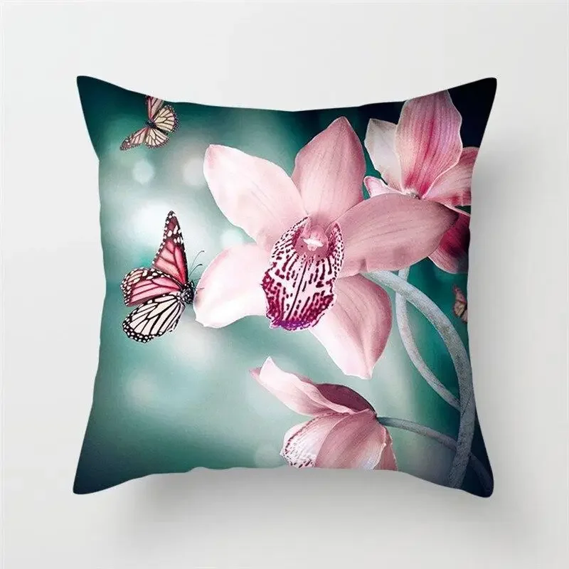 

Butterfly Cushion Cover Sofa Chair Animal Flower Pillow Case Home Decor Painted Hugging