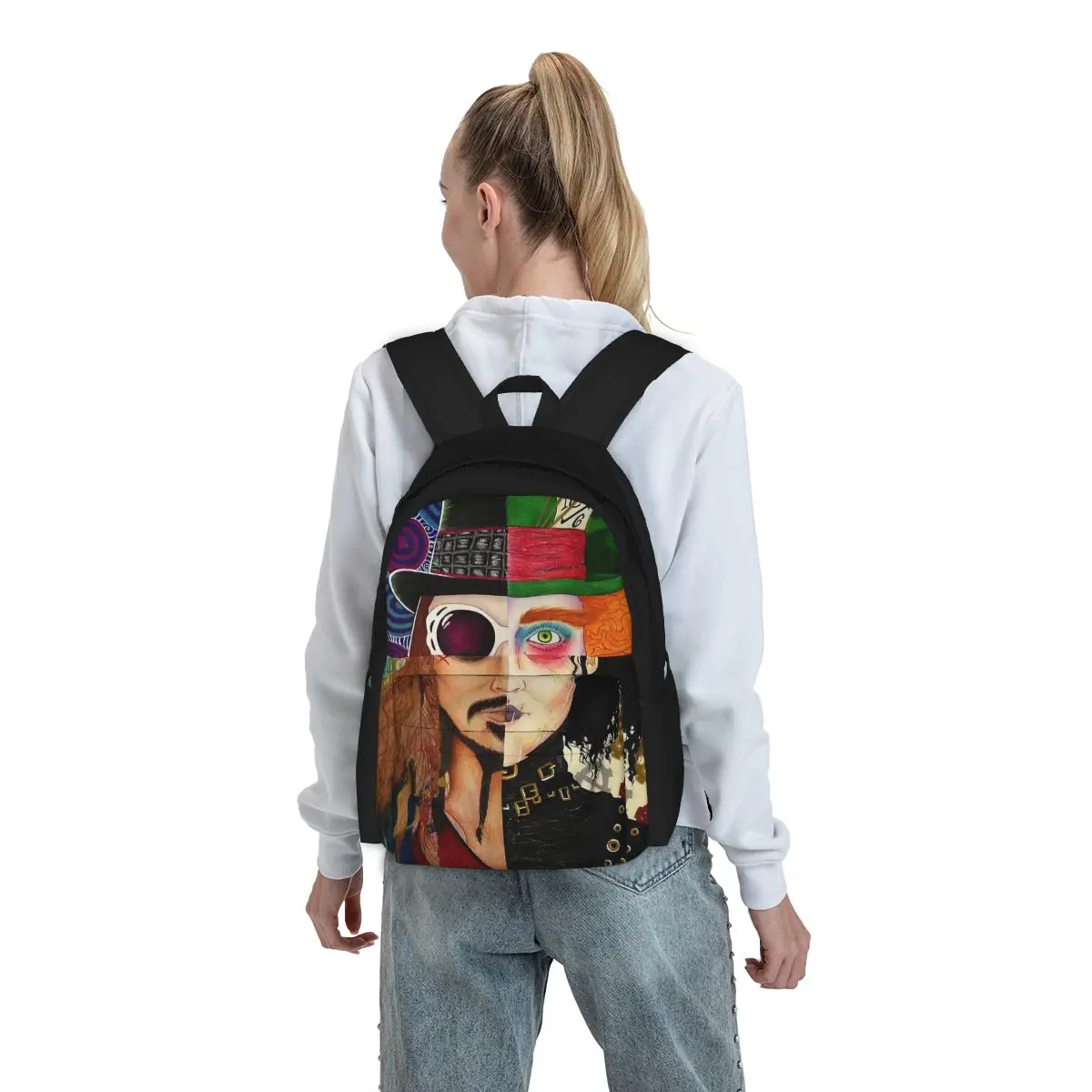 Johnny Depp Character Collage Mochilas para meninos e meninas, mochilas escolares infantis, mochila infantil, bolsa de ombro para laptop