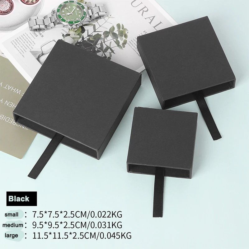 10pcs Luxury Paper Box Drawstring for Plastic Membranes Boxes Case Outter Gift Jewelry Display Packaging for Small Bussiness