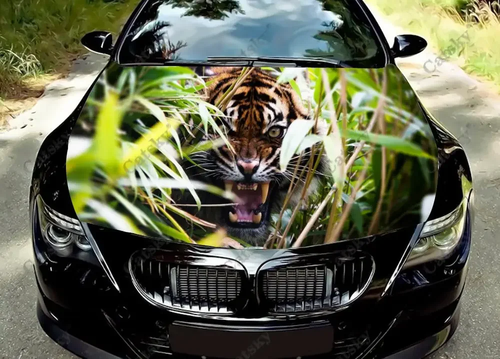 

tiger ferocious animal Car Hood Vinyl Stickers Wrap Vinyl Film Engine Cover Decals Sticker on Car Auto Accessories
