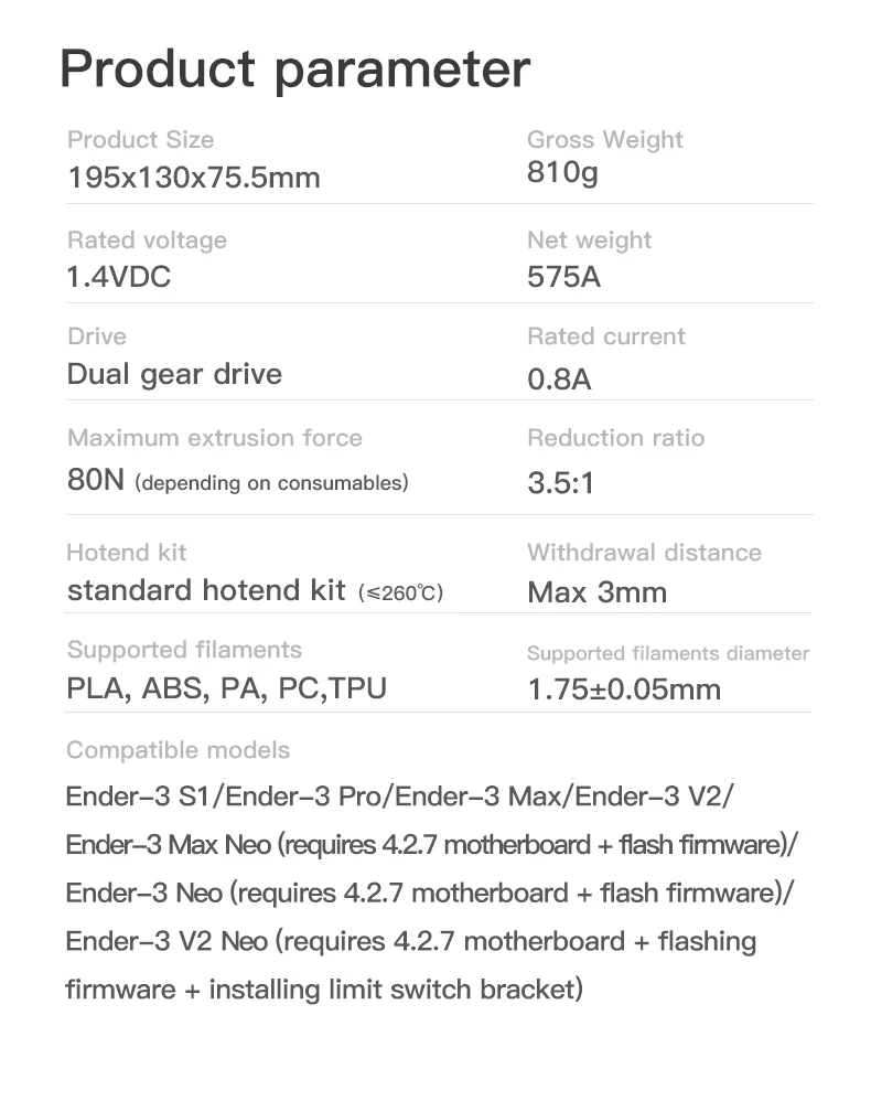 CREALITY Sprite Extruder Pro Vollmetall Dual 3.5:1 Zahnrad-Förderdesign 3D-Drucker Upgrade-Teile für Ender-3 S1 CR-10 Smart Pro – Detail 13
