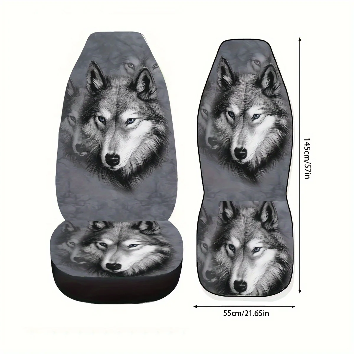 قطعة واحدة من غطاء مقعد السيارة مع طباعة ذئب رمادي كبير #6