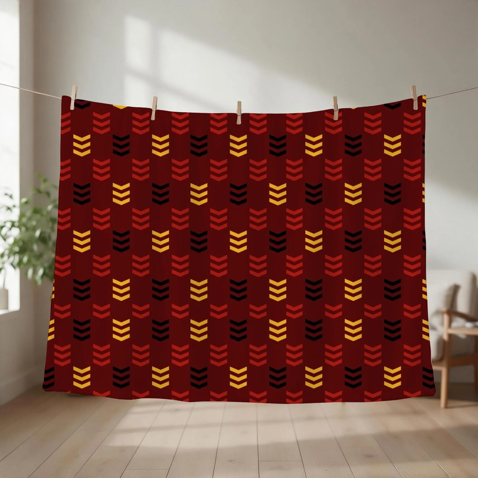 Strong Griffin Lion Red and Gold Pattern Throw Blanket couch cozy soft plush fuzzy picnic outdoor blanket