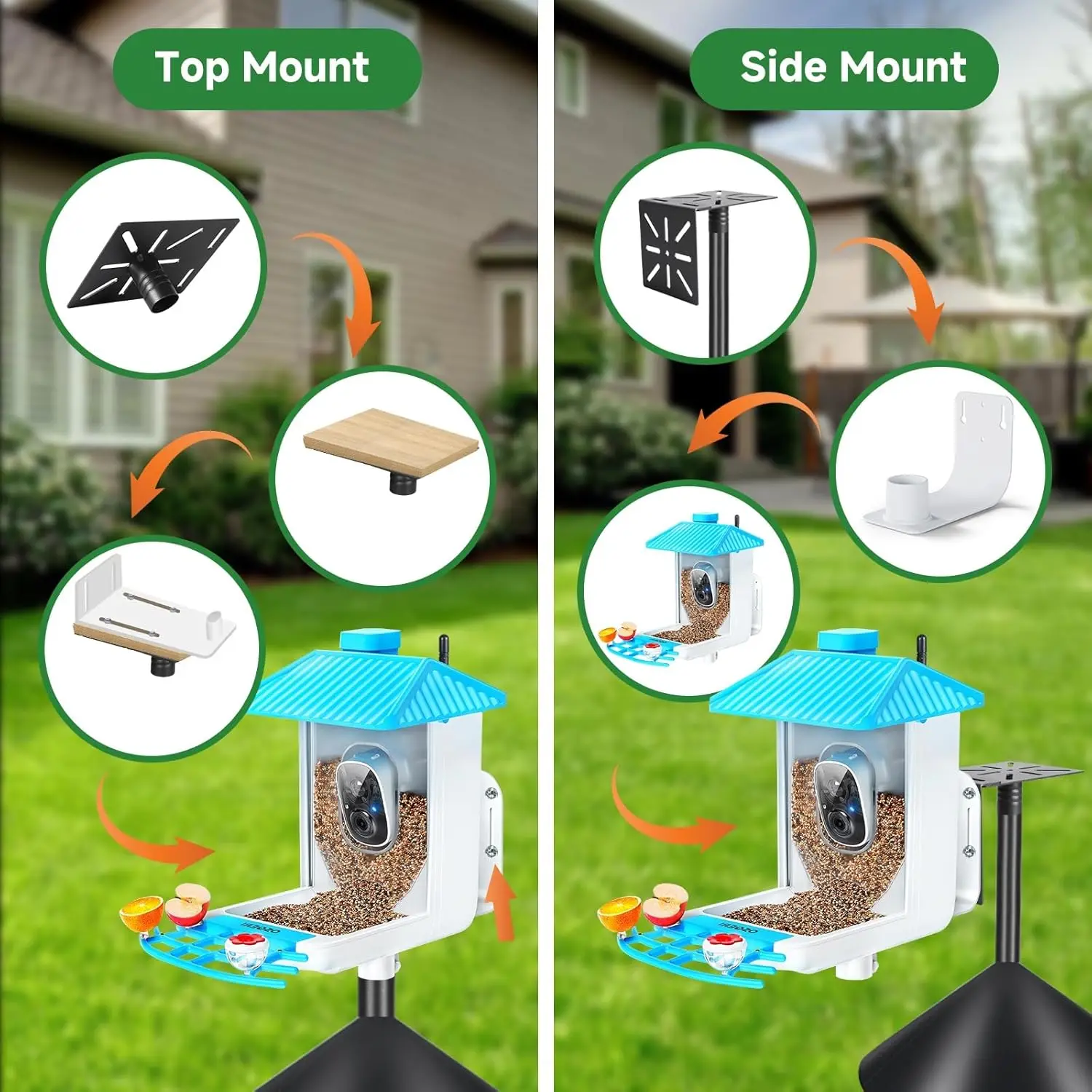 عمود تغذية الطيور قابل للتعديل مع حاجز السنجاب والحمام، حامل عالمي عالي التحمل للفناء الخلفي