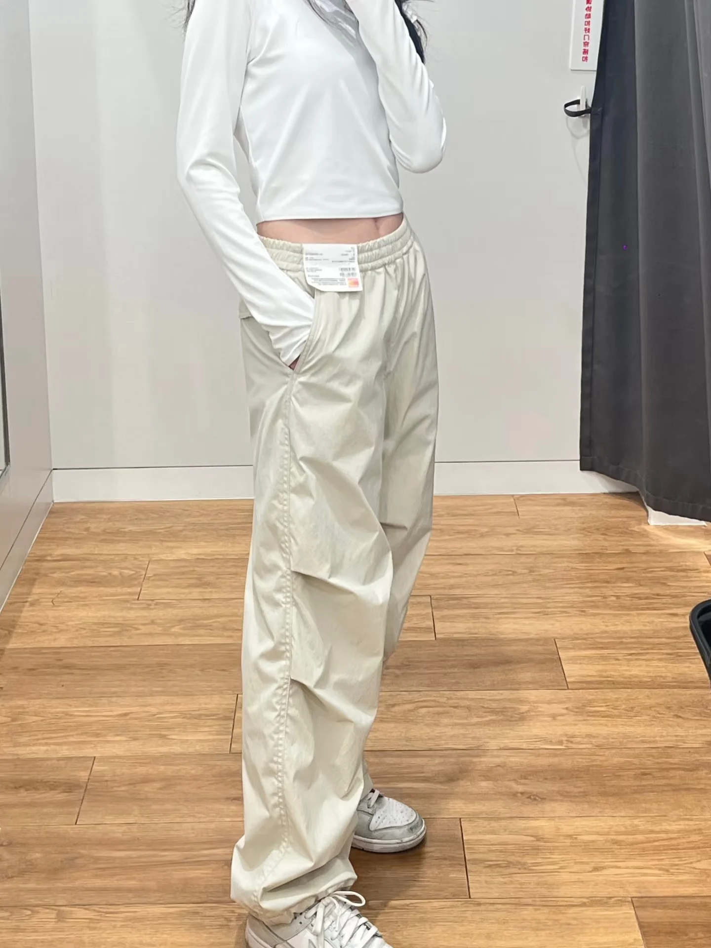 

Warm Casual Fce Lined Work Pants Autumn Winter Loose Wide Feeling Umbrella Soldier Pants Comfortable Polyester Fibre Ladies