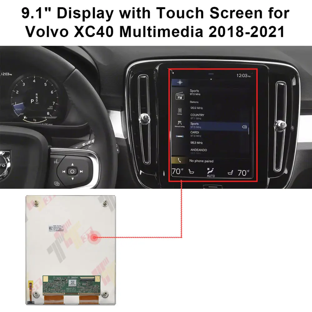 

9.1" LCD Display with Touch Screen for Volvo XC40 XC60 S60 V60 XC90 S90 Multimedia Car Navigation System